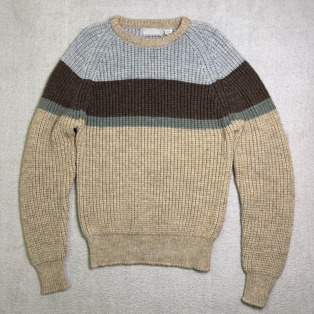 Vintage 90s Loft & Brownstone Waffle Knit Sweater Adult Large Colorblock Wool